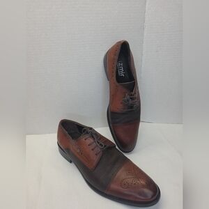 Izmir Mens Leather Brogue/Oxford Brown Handcrafted Woven Details Size 41/8